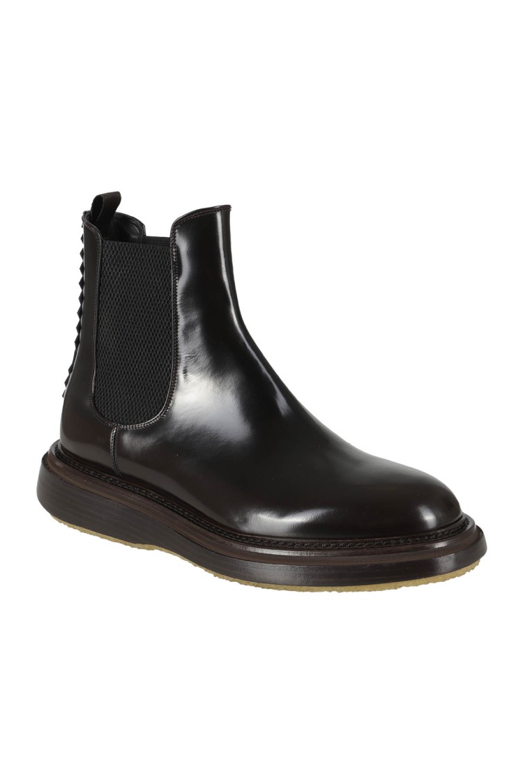 The Antipode Beatles Brushed Leather Boots With Elastic Side Panels In Black