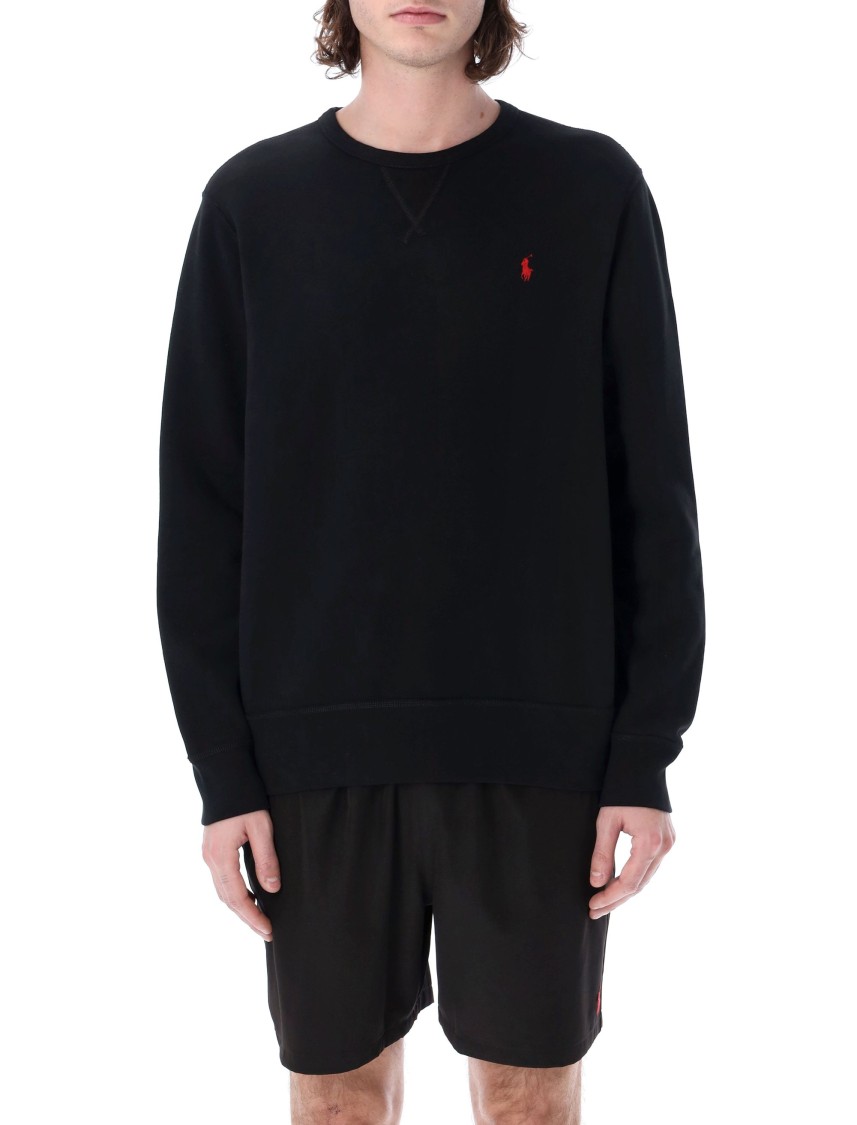 Polo Ralph Lauren Black Cotton Blend Sweatshirt With Logo In Black