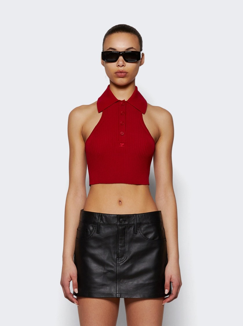 Shop Courrèges Scuba Rib Knit Top Ruby In Red
