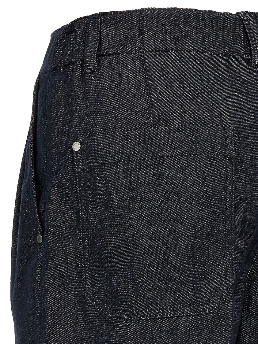 Brunello Cucinelli Cotton Denim Shorts With Monile Detailing In Blue