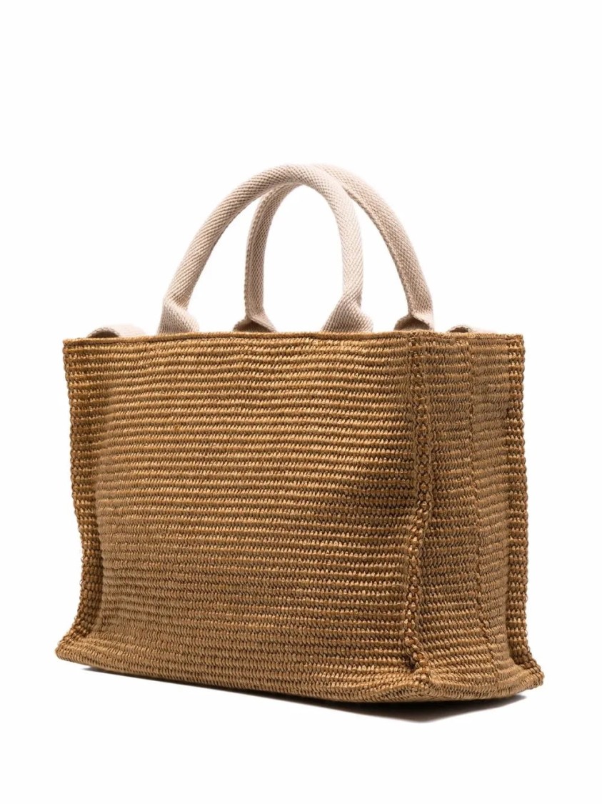 Marni Raffia-effect Canvas Small Tote Bag