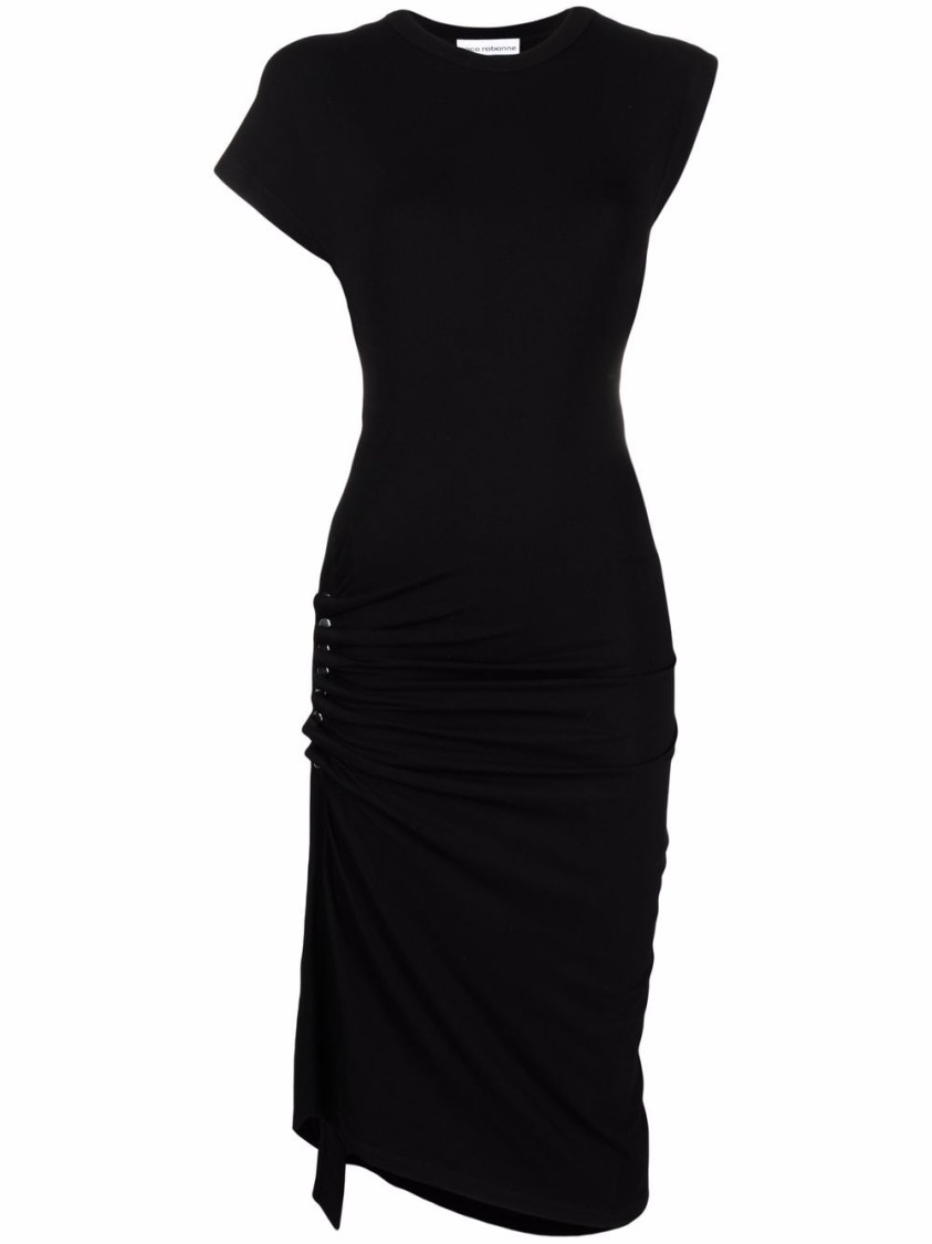 Shop Rabanne Fitted Black Midi Dress