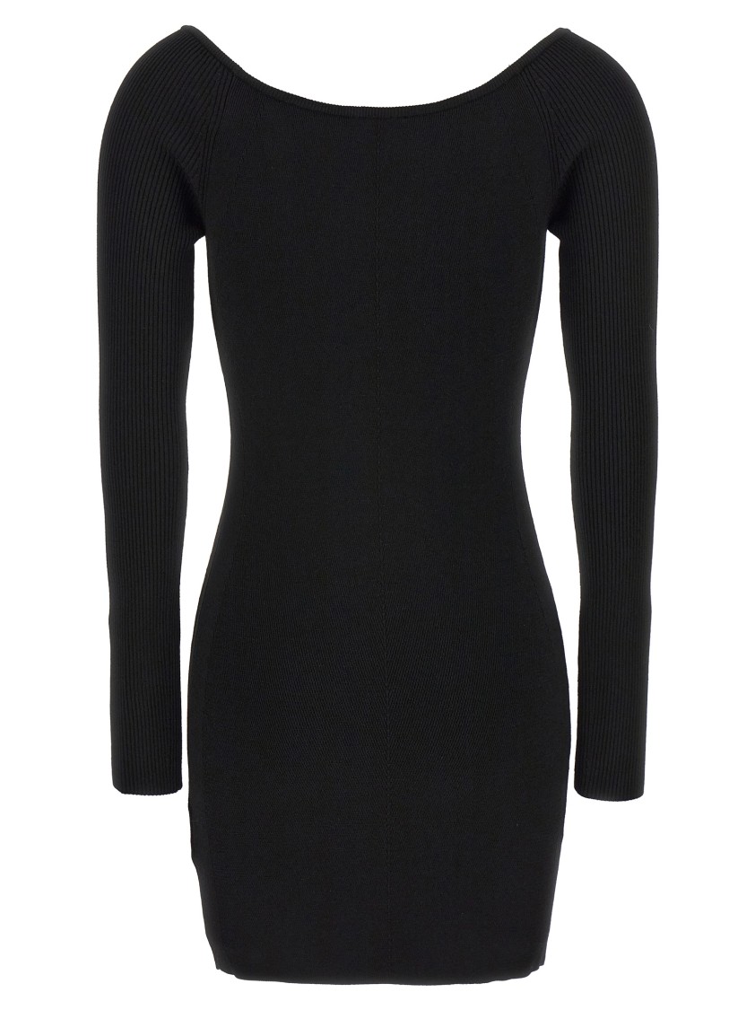Diesel Black U Neck Dress With D-logo In Black