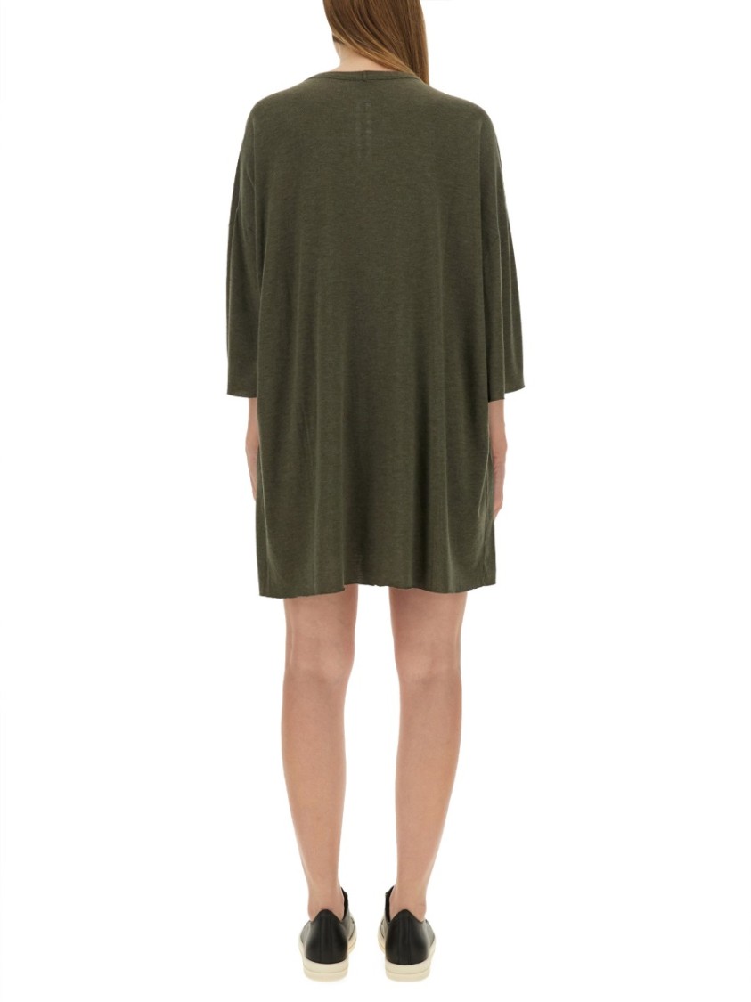 Rick Owens Oversize T-shirt Asymmetric Hem Drawstring Detail In Green
