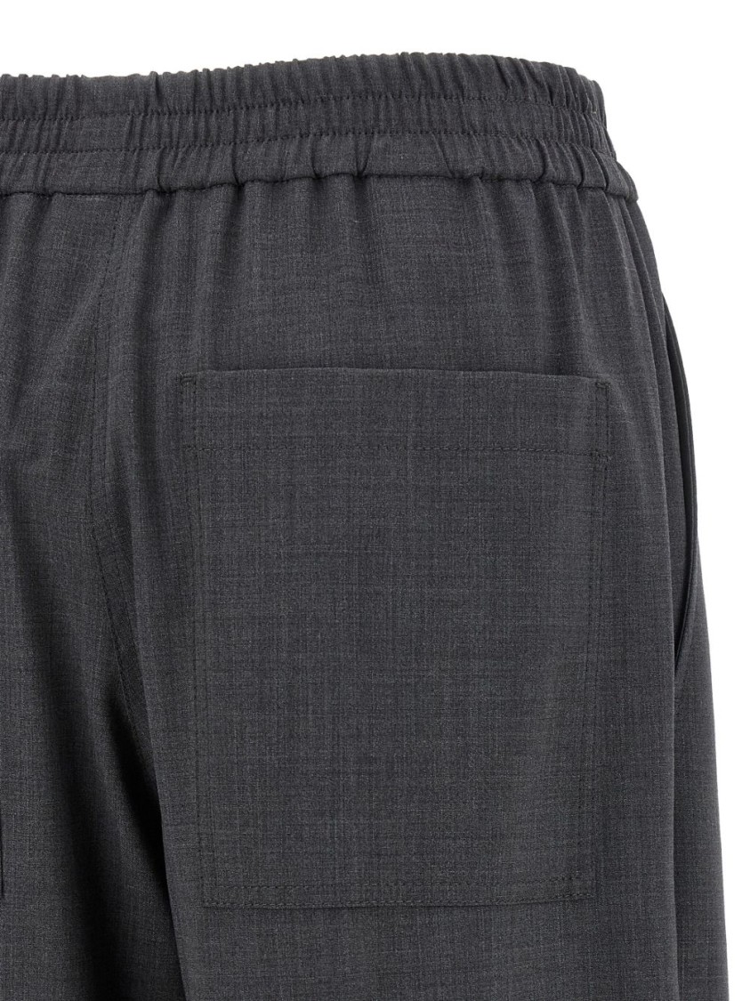 Brunello Cucinelli Relaxed Wide-leg Trousers With Textured Finish In Black