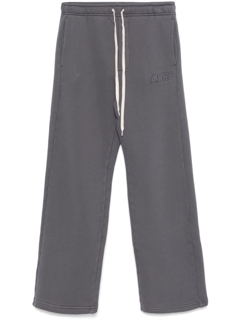 Autry Wide Leg Relaxed Fit Trousers With Drawstring Waistband In Grey
