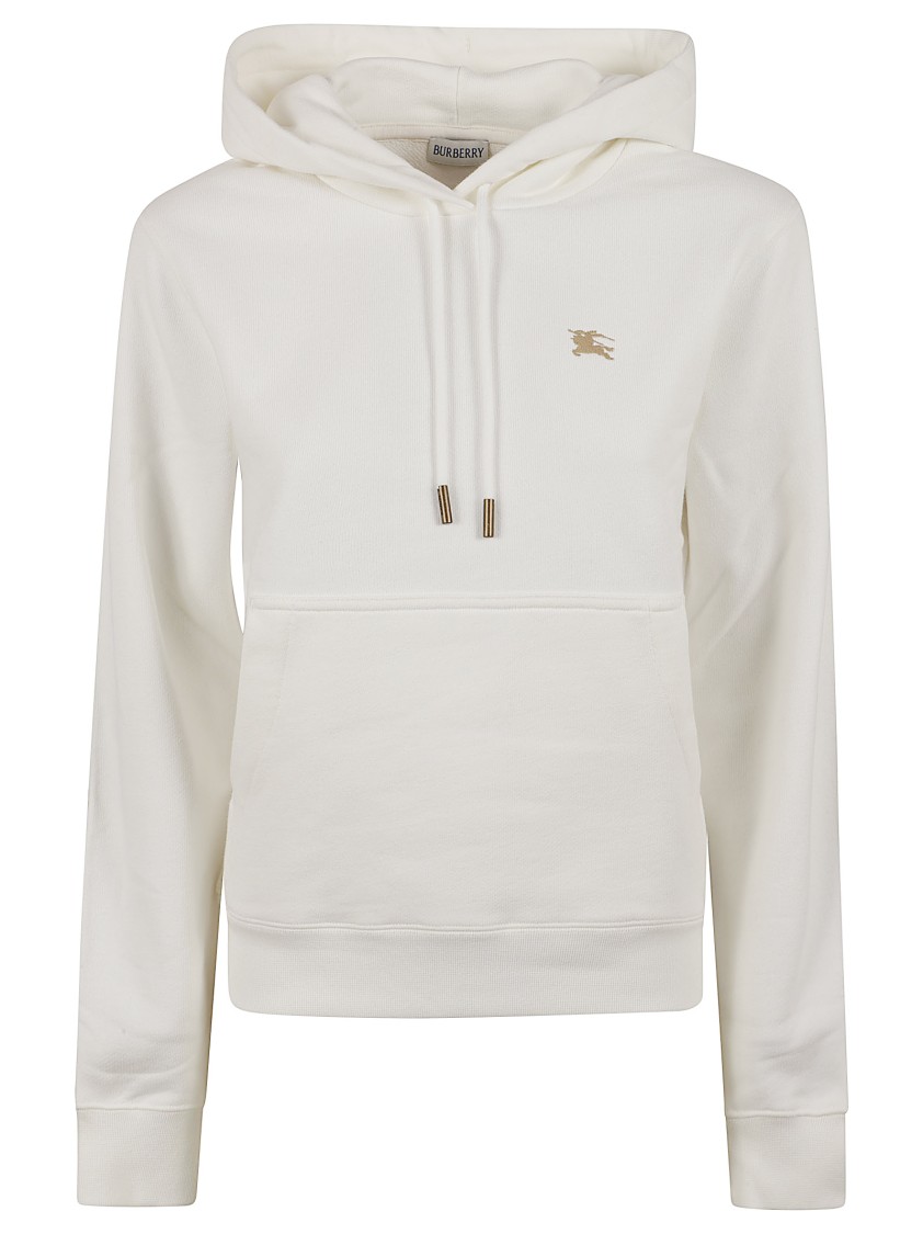 Burberry White Drawstring Hood Sweater In White