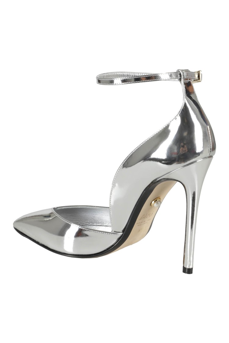 Alevì Milano Alevi` Milano Pointed Toe Metallic Leather Pumps In Gray