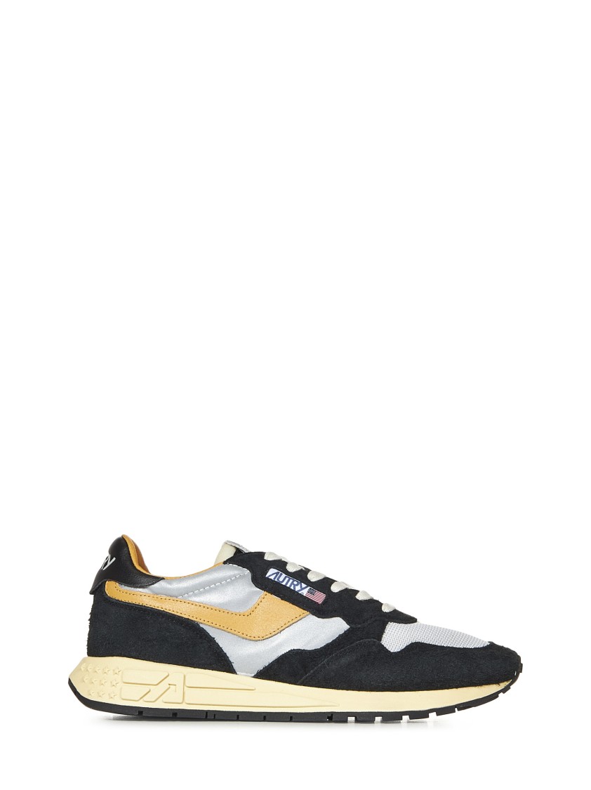 Autry Low Sneaker With Contrast Stitching And Mesh Panels In Black