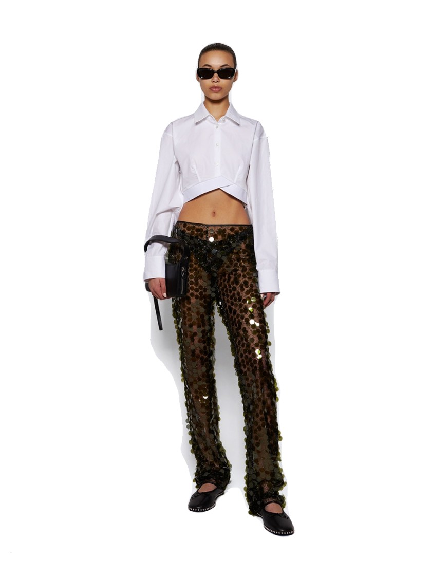 Coperni Sequins Flared Trouser Green In Green