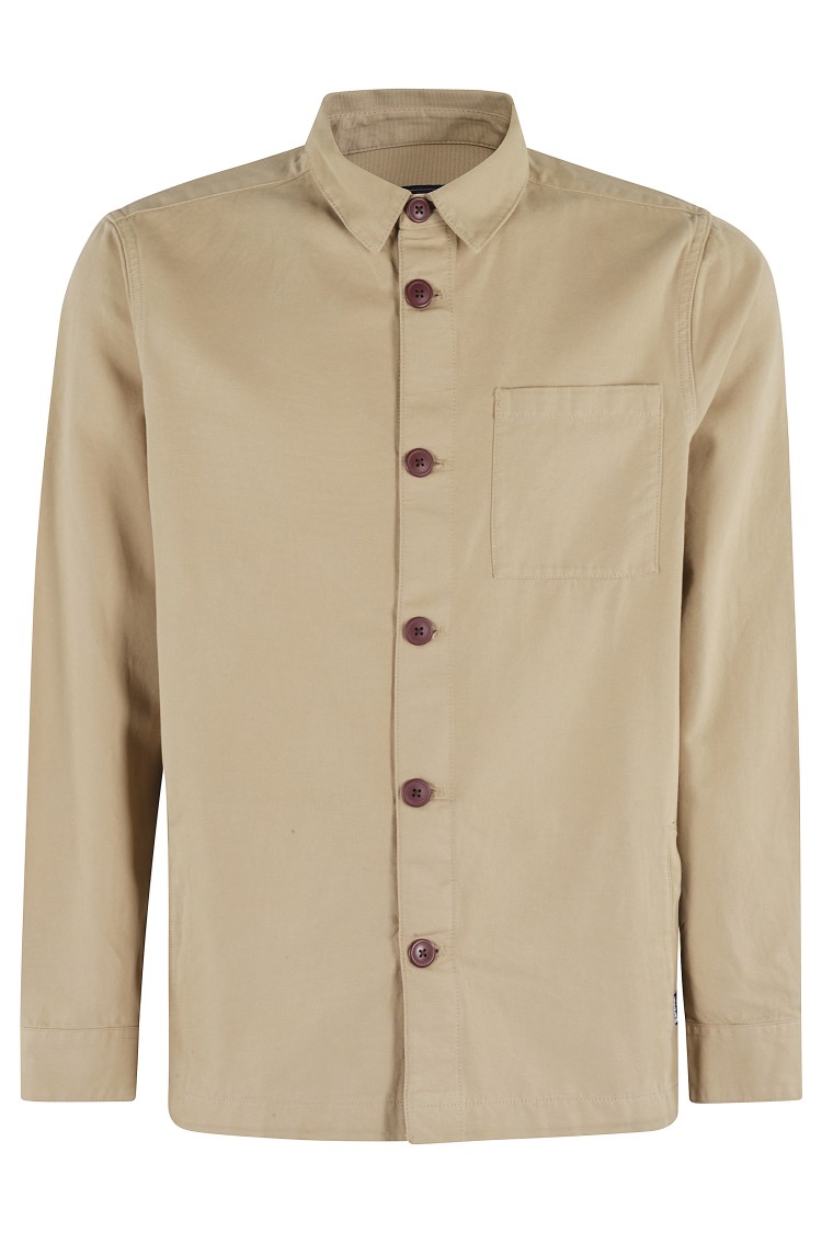 Shop Barbour Washed Overshirt In Neutrals