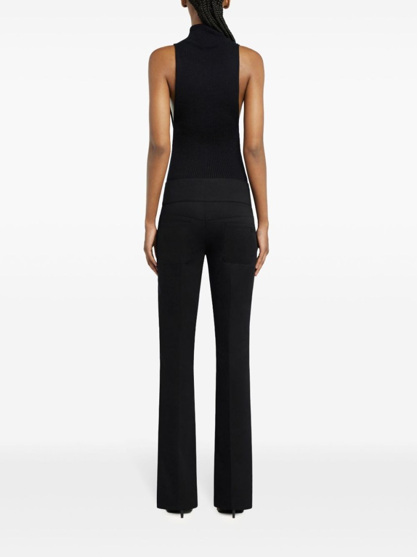 Courrèges High Neck Ribbed Sleeveless Top In Black