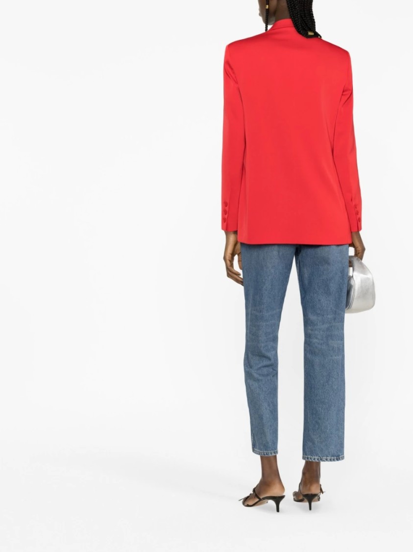 Pinko Double-breasted Tailored Jacket With Sharp Lapels In Red