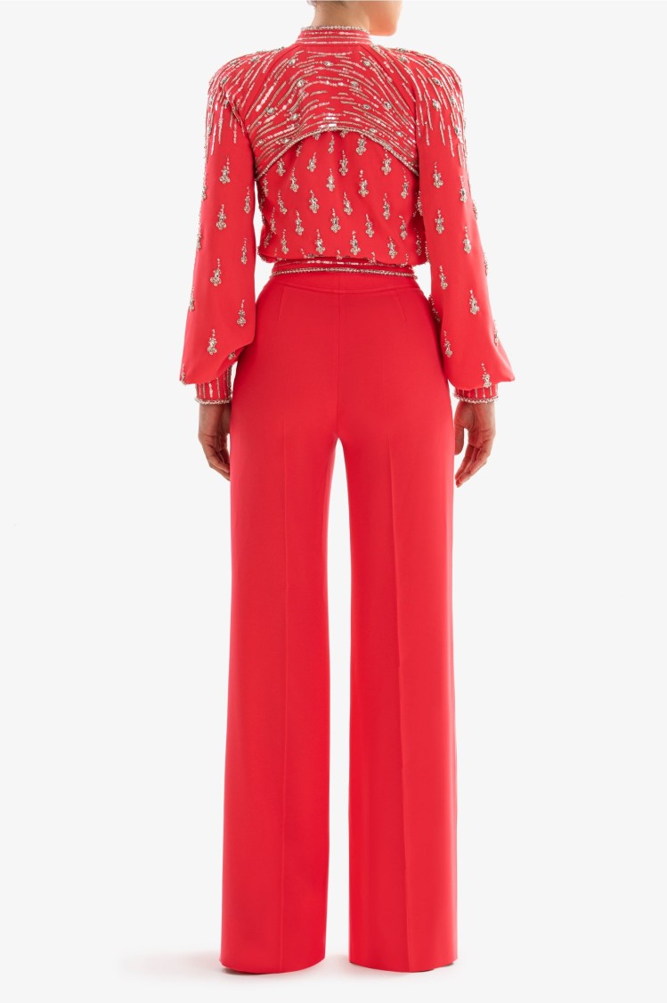 Saiid Kobeisy Coral Straight Pants In Red