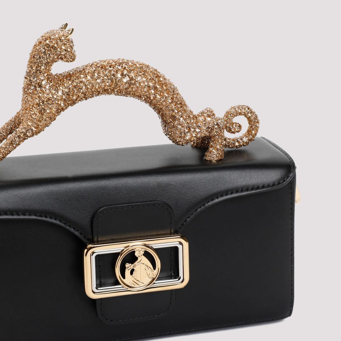 Shop Lanvin Black Loden Calf Leather Nano Cat Pencil Bag