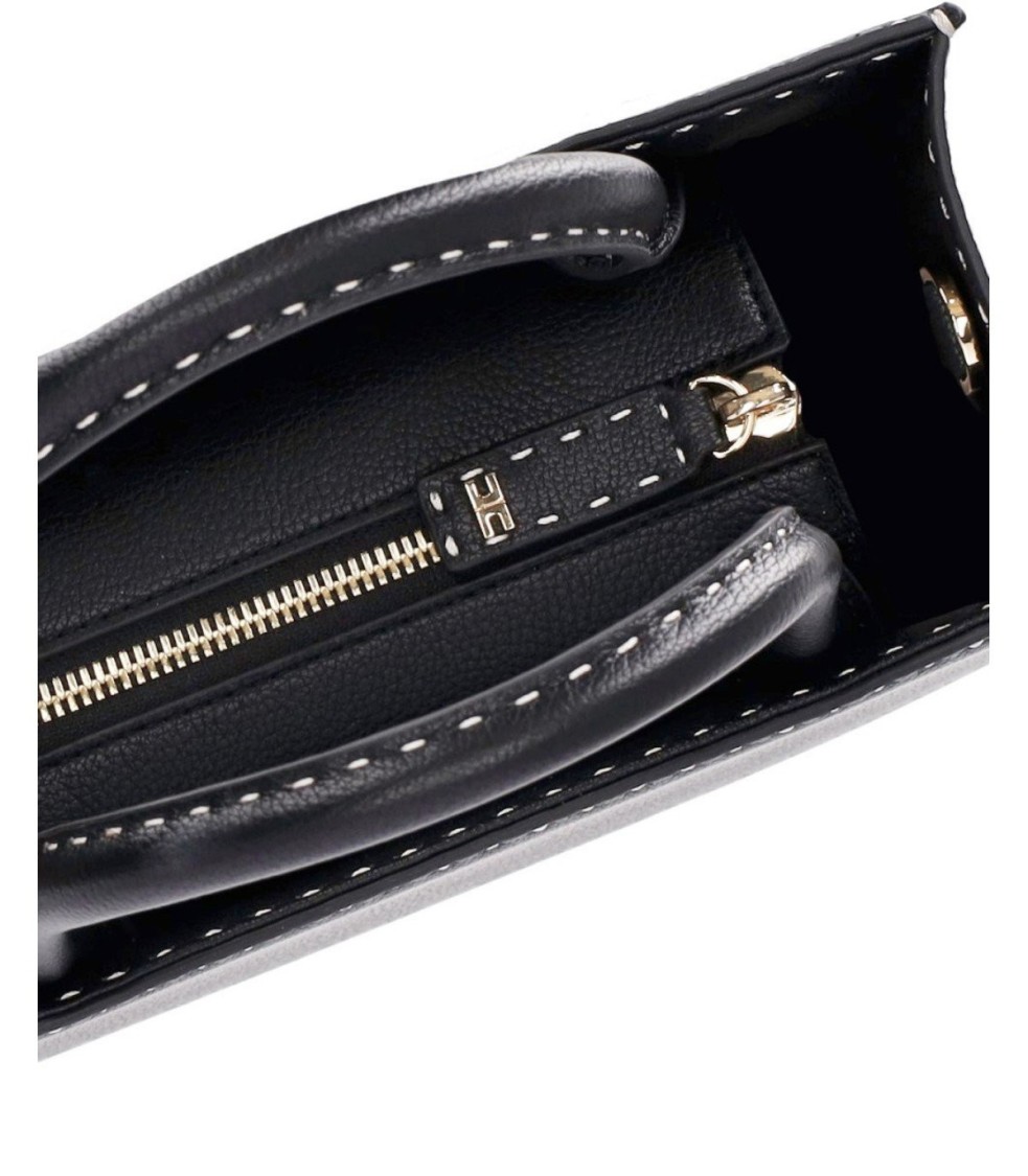Shop Elisabetta Franchi Black Small Pebbled Leather Effect Handbag