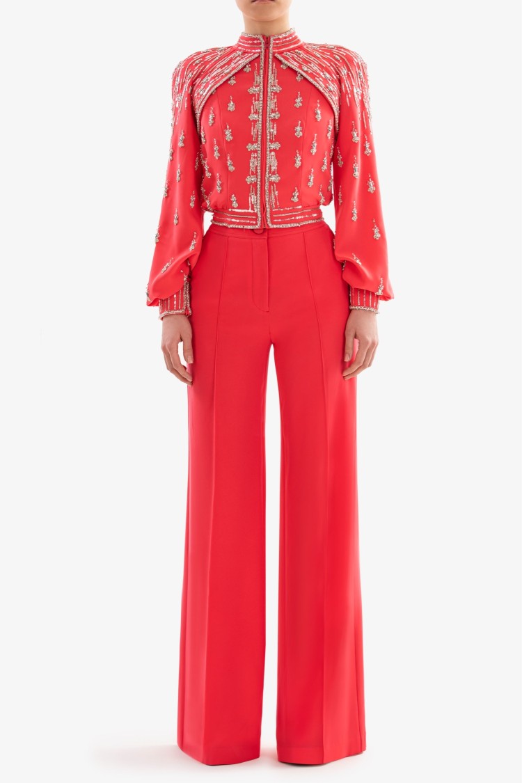 Saiid Kobeisy Coral Straight Pants In Red