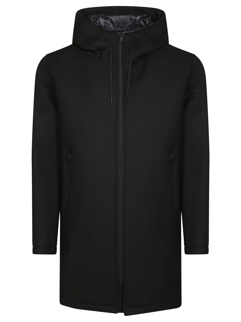 Herno Black Scuba Jacket With Hood And Design In Black