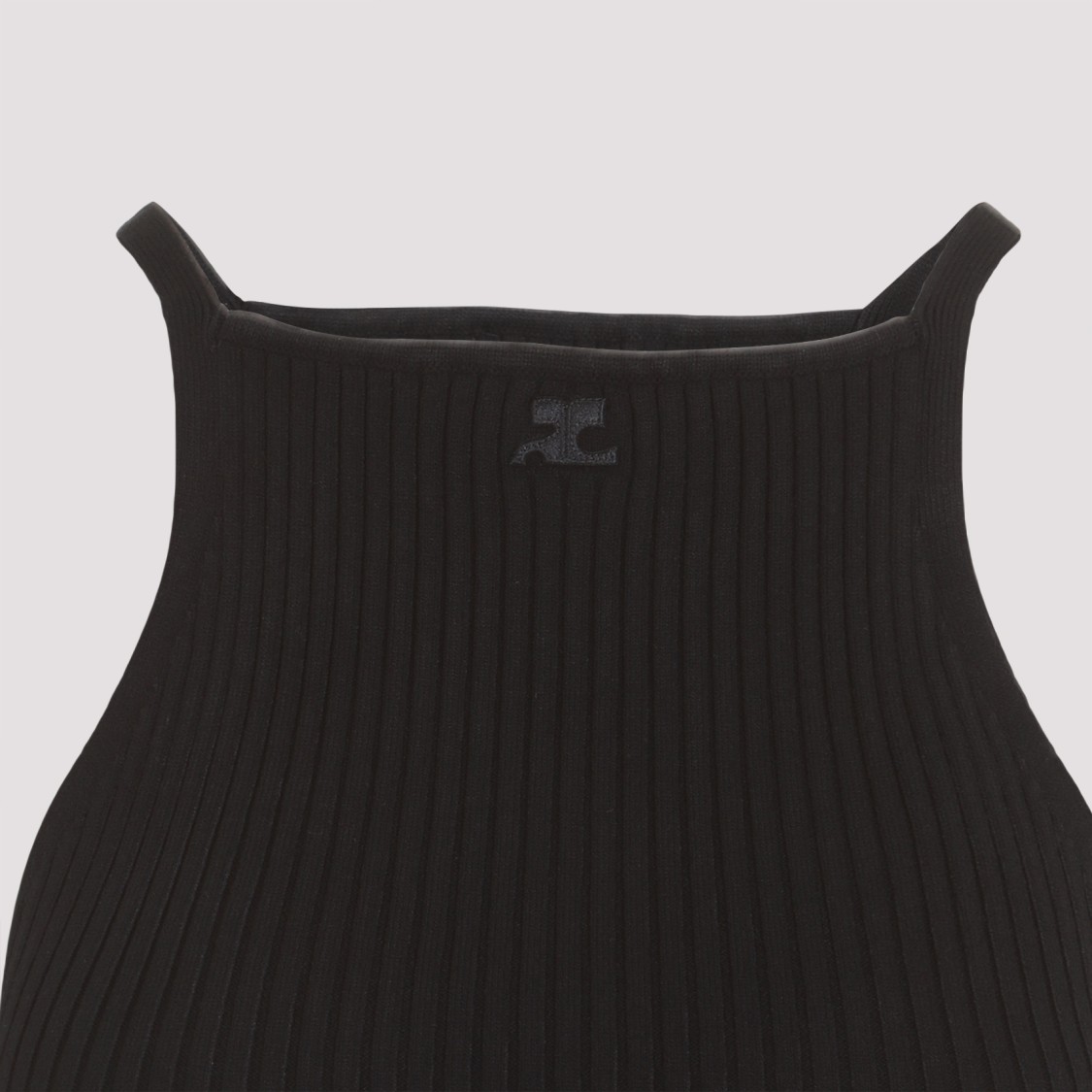 Shop Courrèges Ribbed Black High-neck Top