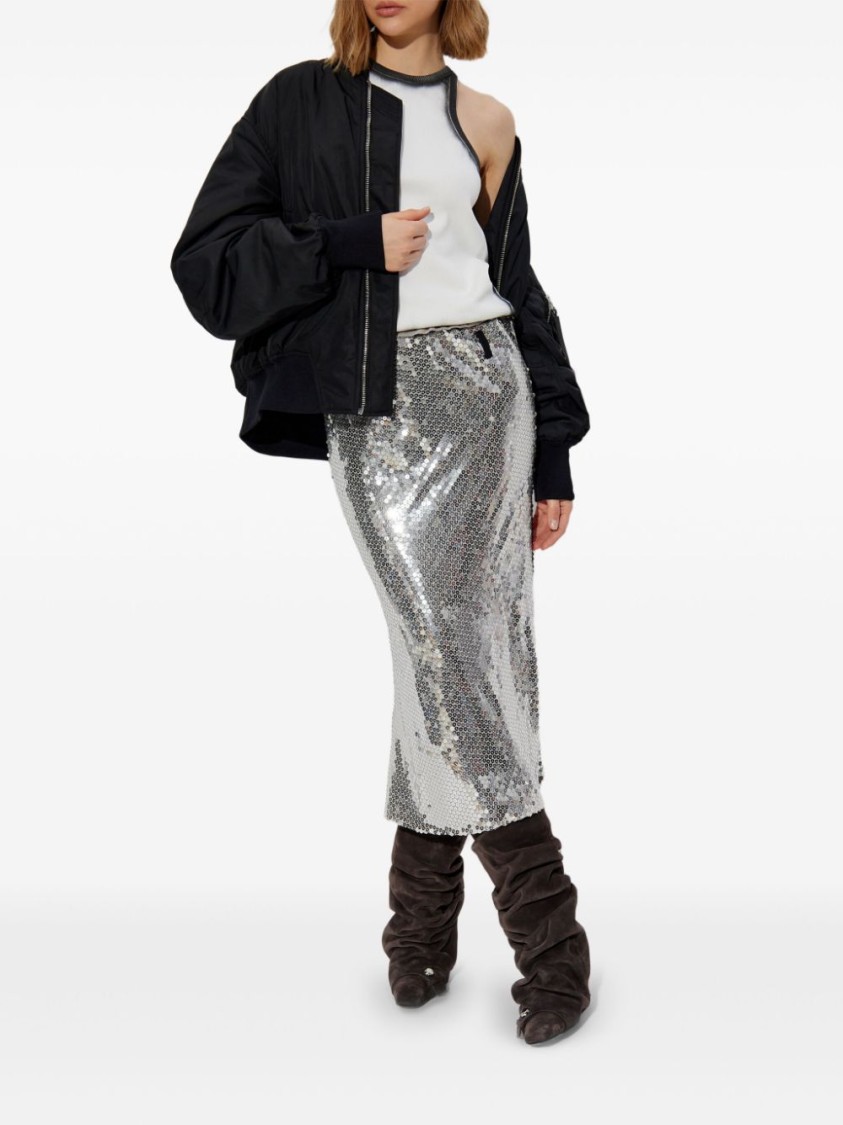 Attico Bishop-sleeves Bomber Jacket In Black