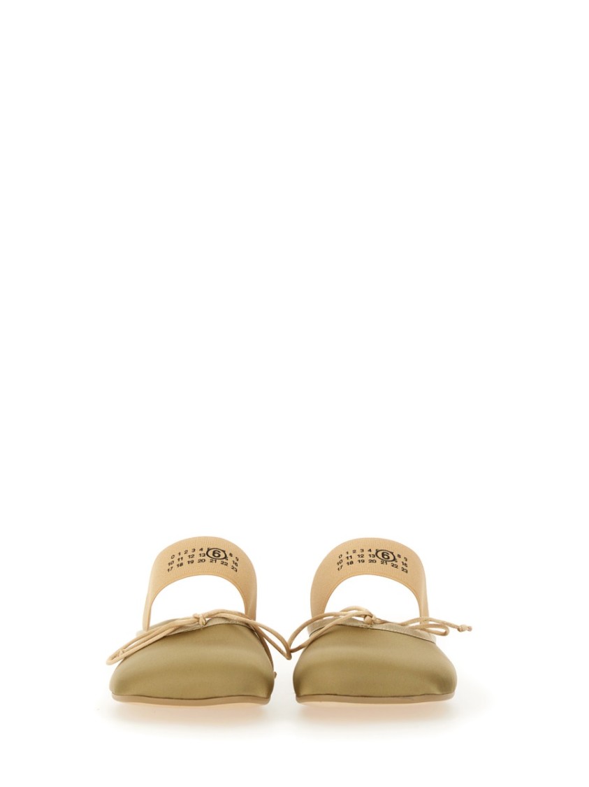 Shop Mm6 Maison Margiela Mm6 By Maison Margiela Slip-on Ballerina Shoes With Decorative Bow In Neutrals