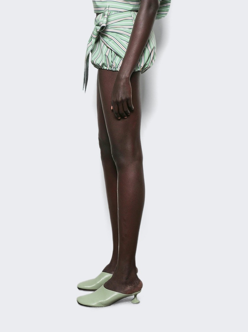 Rabanne Striped Poplin Shorts Green And Mustard