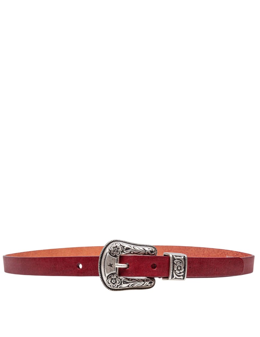 Golden Goose Deluxe Brand Cherry Vintage-effect Washed Leather Belt In Red