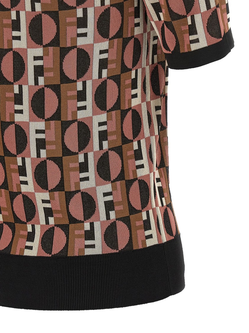 Fendi Three-dimensional Jacquard Sweater With Geometric Pattern In Multi