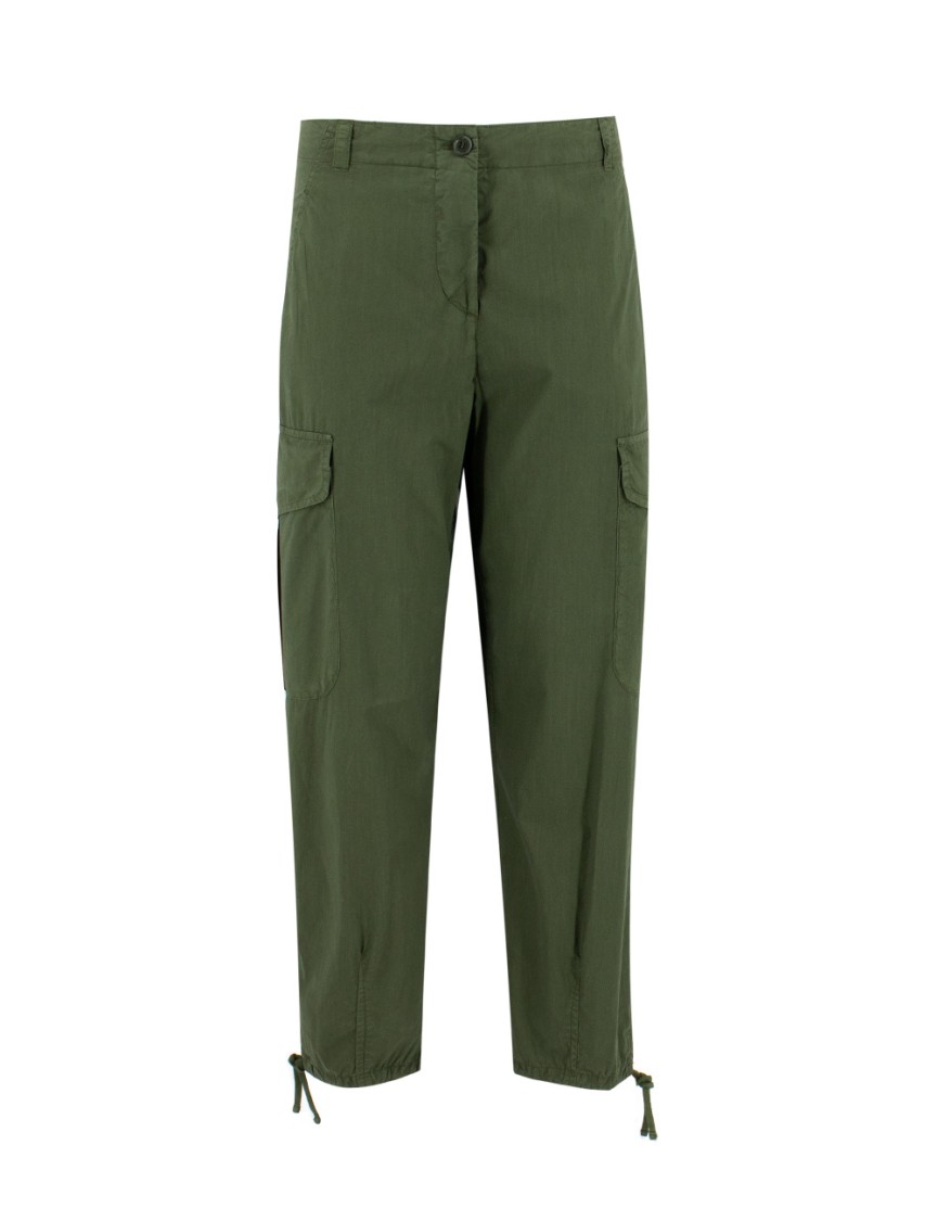 Aspesi Green Cargo Trousers With Adjustable Drawstring In Green
