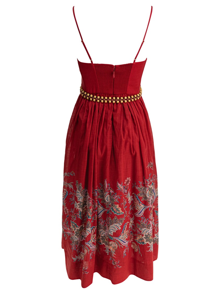Zimmermann Rhiannon Printed Midi Dress In Red