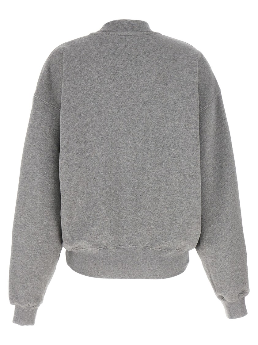 Off-white Embroidered Sweatshirt With Ribbed Cuffs And Hem In Gray