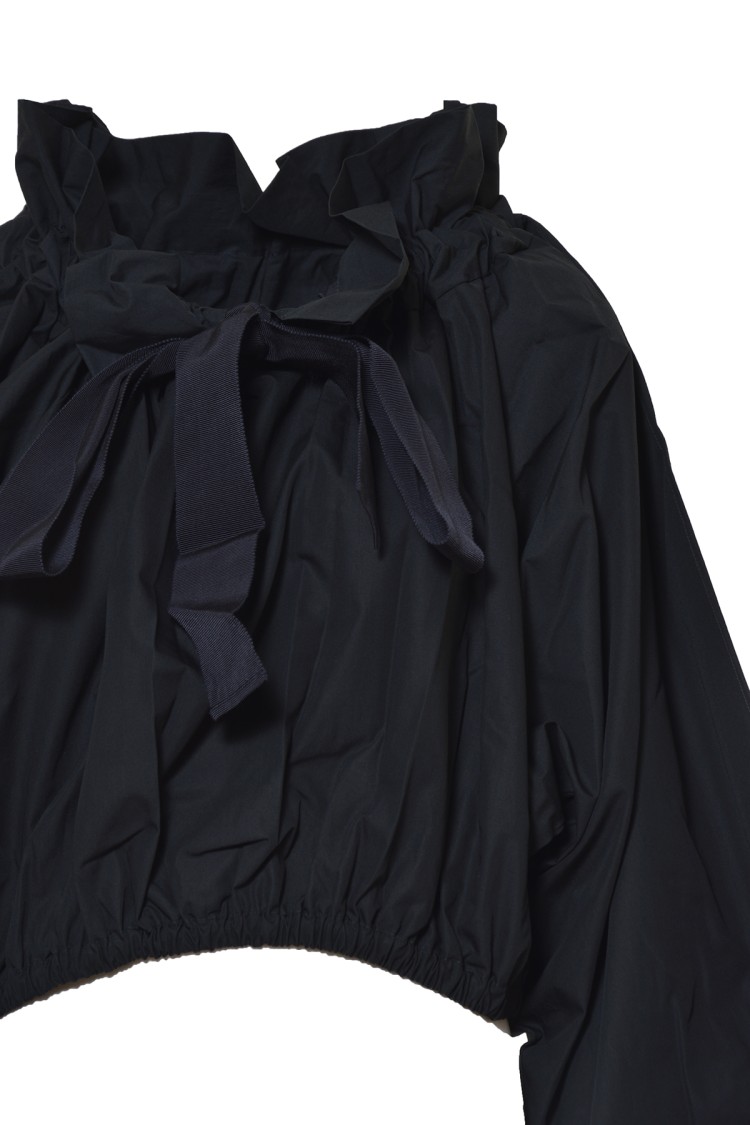 Shop Patou Black Nylon Blouse With Balloon Sleeves