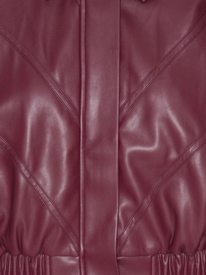 Rotate Birger Christensen Rotate Silk-finish Bomber Jacket With Ribbed Cuffs In Burgundy