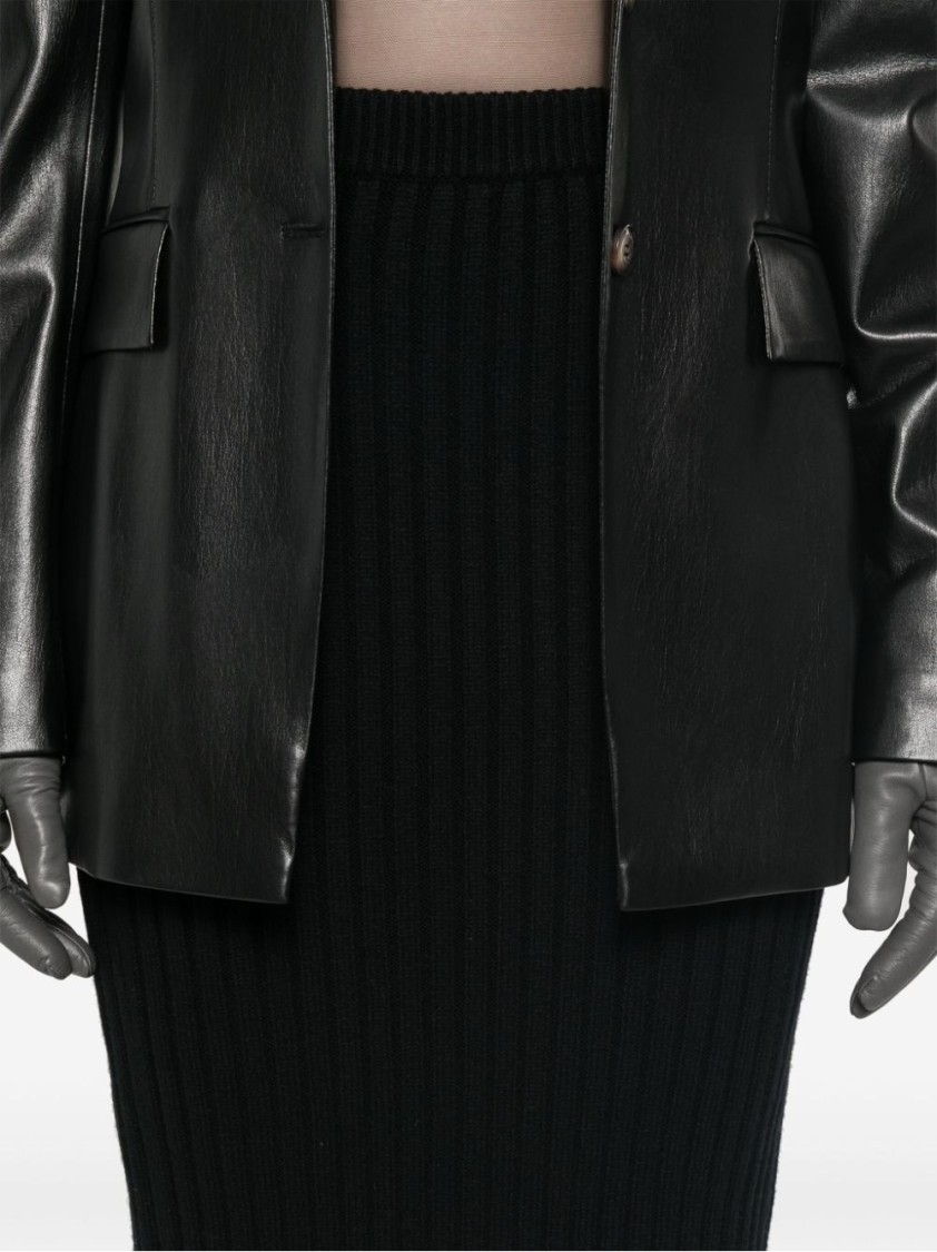 Max Mara Silk Maxi Skirt With Ribbed Texture In Black