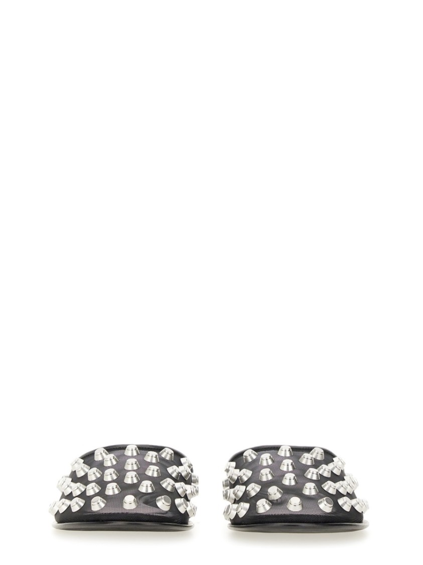 Alexander Wang Rhodes Stud-embellished Mesh Ballet Flats In Black