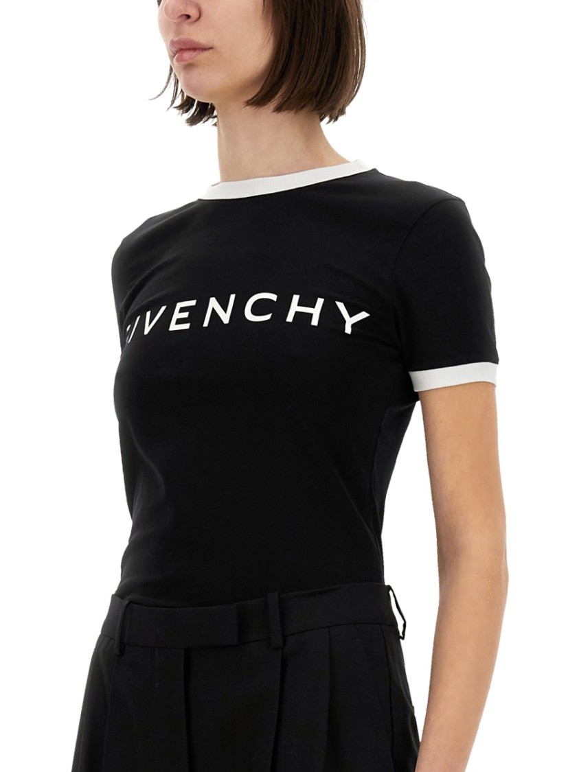 Givenchy Black Crewneck T-shirt With Logo Lettering On The Front And 4g Logo On The Rear In Cotton S