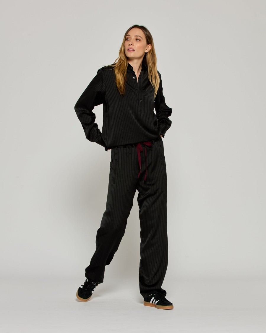 Serena Bute Satin Stripe Utility Jogger - Black In Black