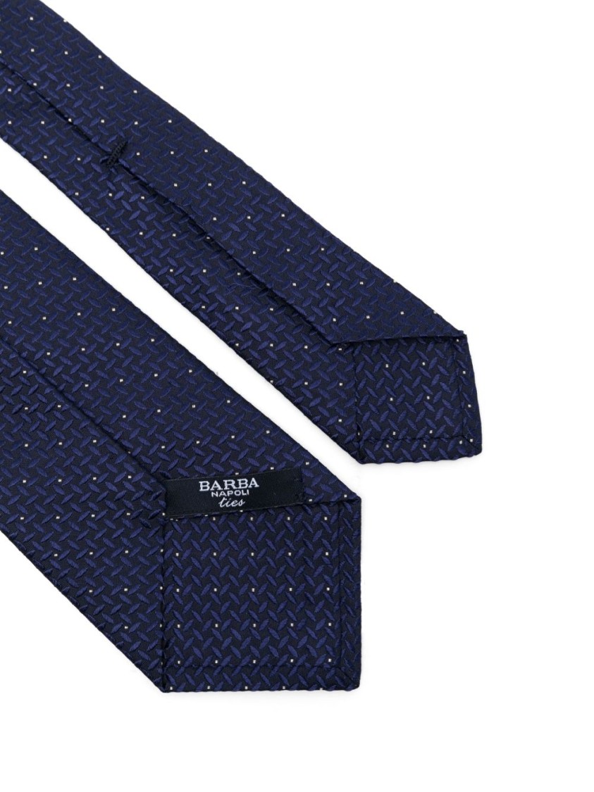 Barba Napoli Barba Textured Blue Tie With Subtle Pattern In Black