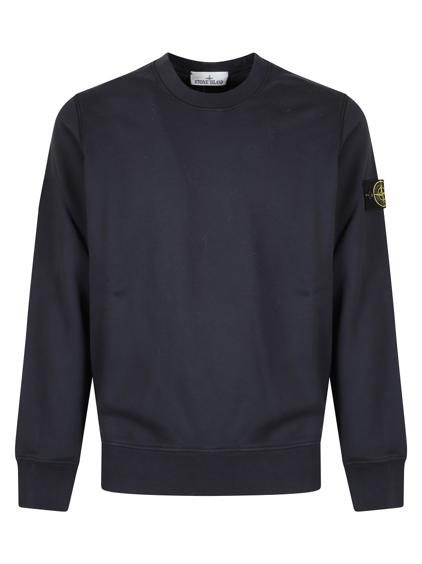 Stone Island Classic Crew Neck Sweater With Logo Patch Detail In Black