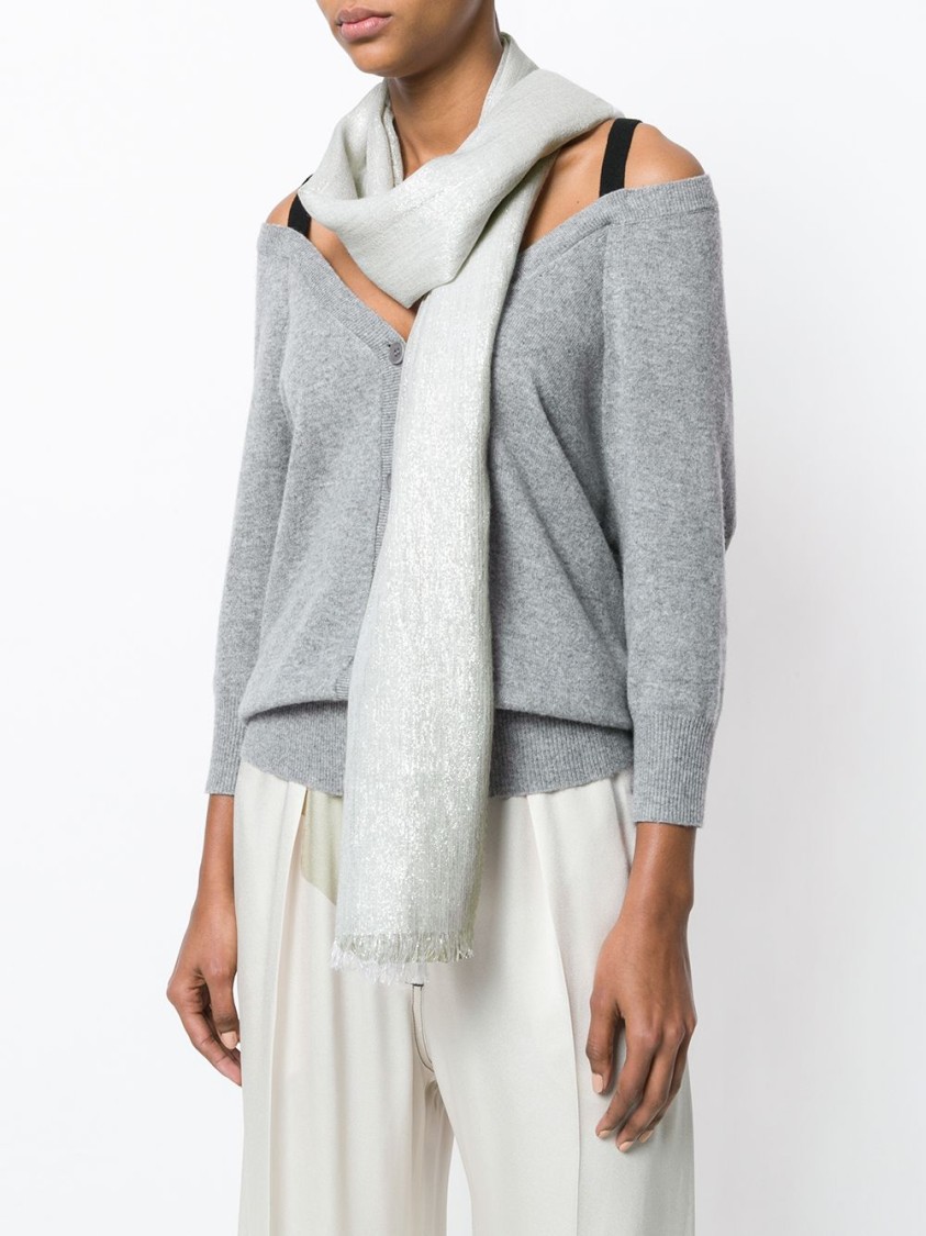 Brunello Cucinelli Metallic Frayed Silk-cashmere Blend Scarf