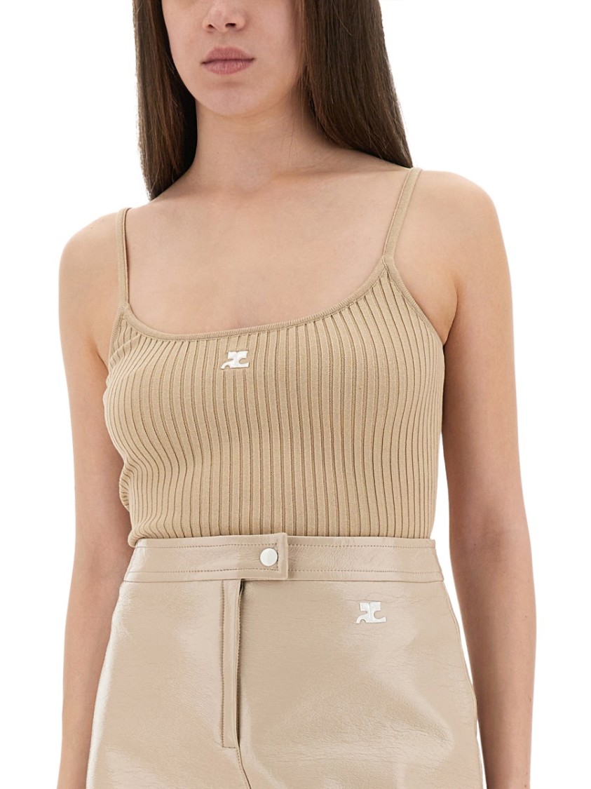 Courrèges Reedition Knit Tank Top In Neutral