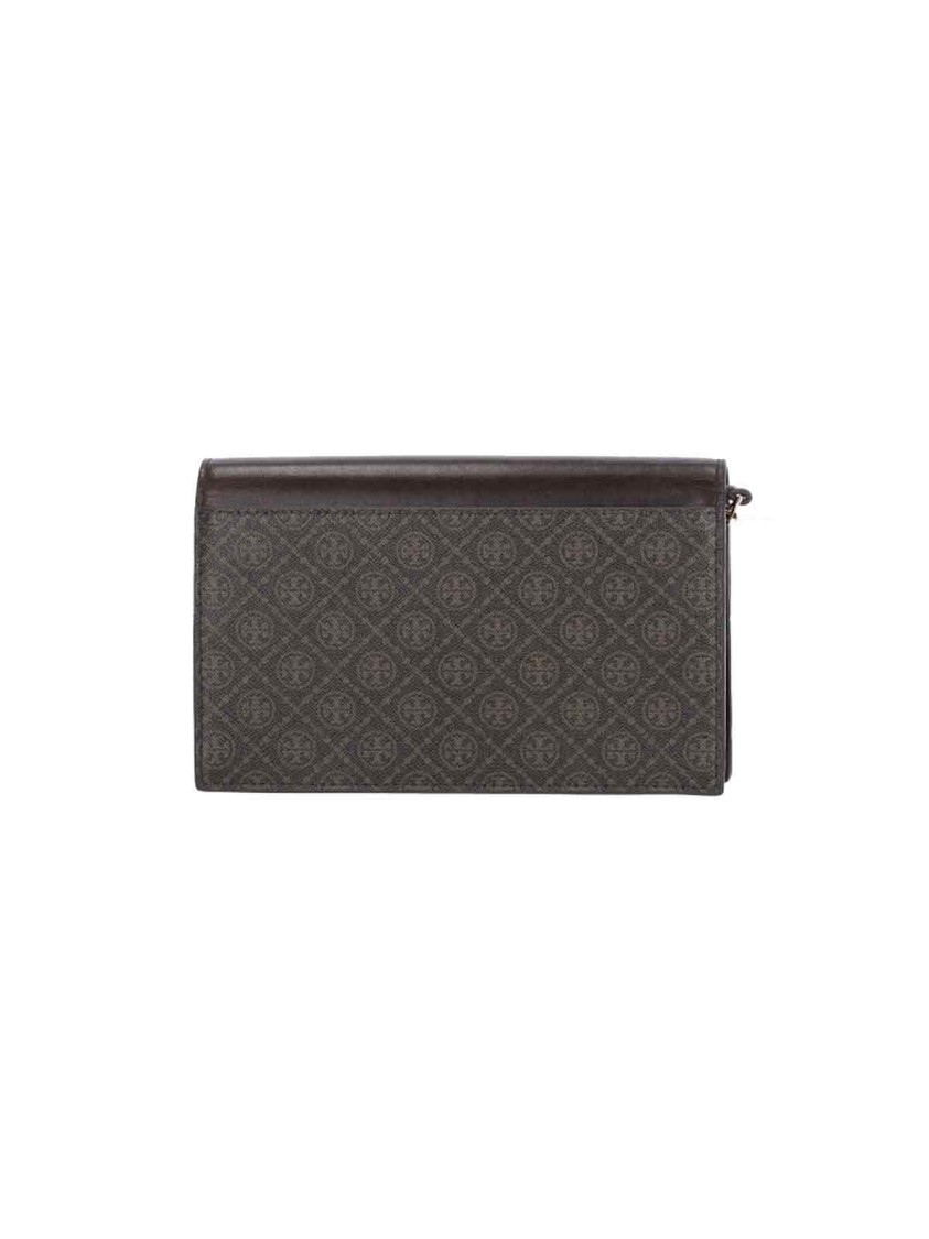 Tory Burch T-monogram Envelope Chain Wallet Crossbody Bag In Brown