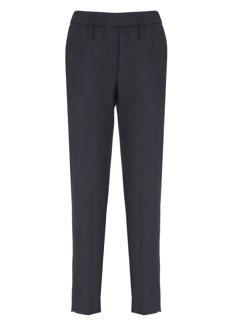 Peserico Elastic Waist Casual Pants In Blue