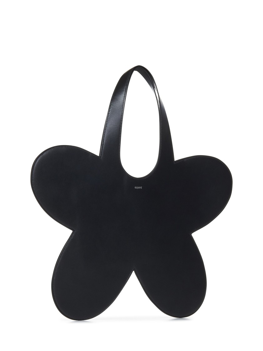 Shop Coperni Flower-shaped Black Calf Leather Tote Bag