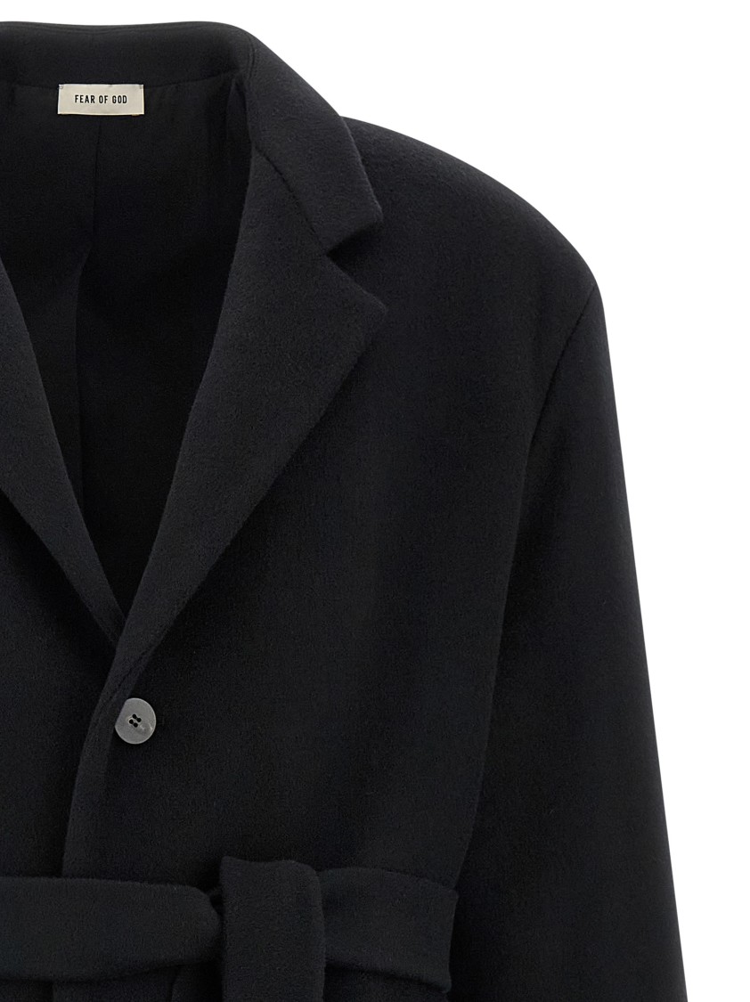 Fear Of God Single-breasted Wool Coat In Black