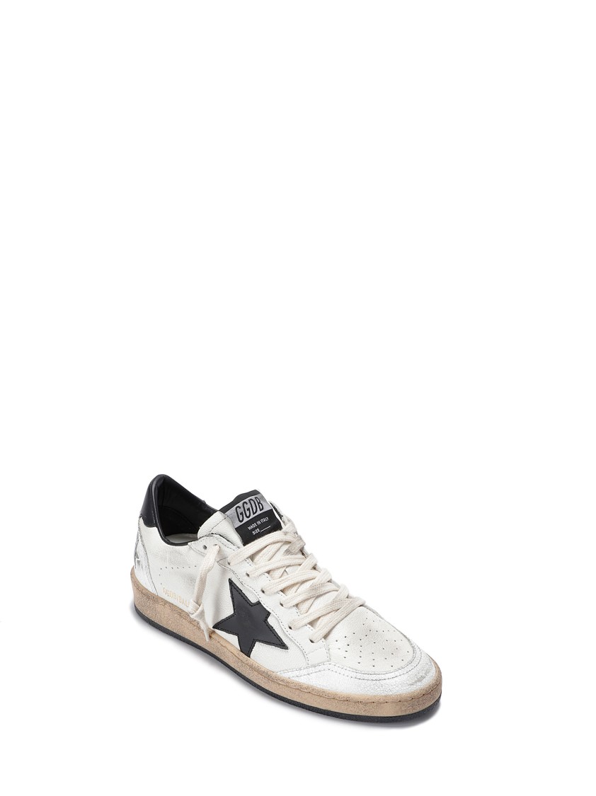 Golden Goose Women's Ball Star Sneakers In White Nappa Leather With Black Leather Star And Heel Tab In Pink