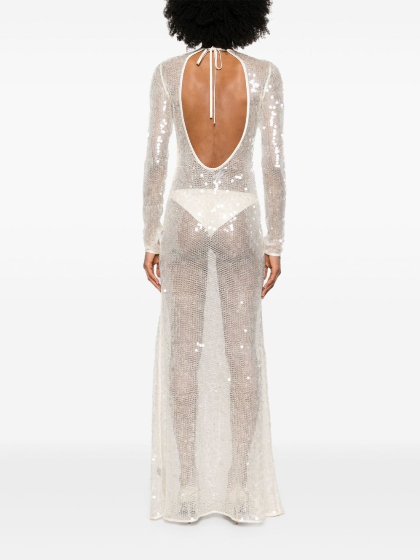 オールインワン・サロペット David Koma Light Beige Sequin Dress With Open Back David Koma Light Beige Sequin Dress With Open Back - NWT