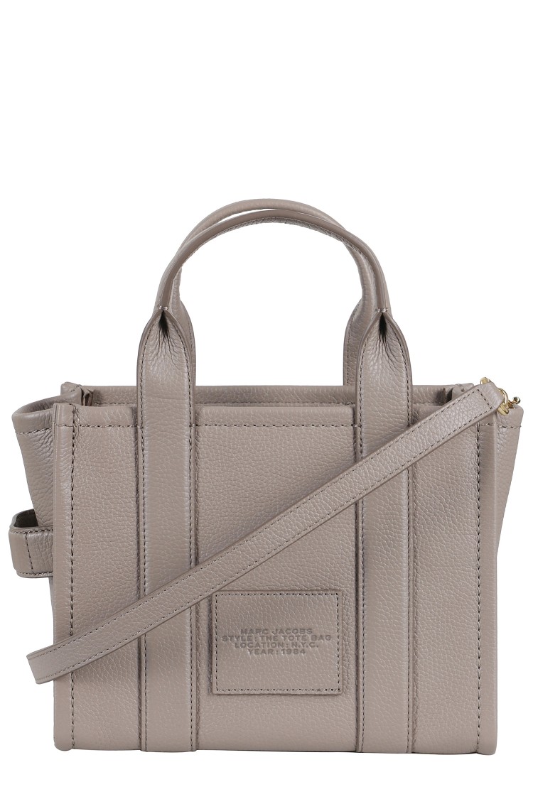 Marc Jacobs Structured Small Tote With Adjustable Strap And Embossed Logo In Gray