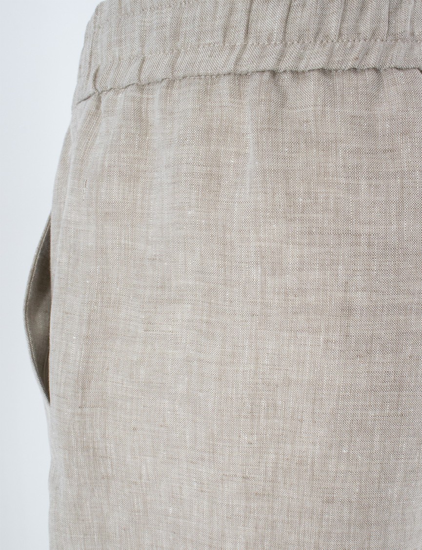 Le Tricot Perugia Relaxed Linen Trousers With Drawstring Waist In Gray