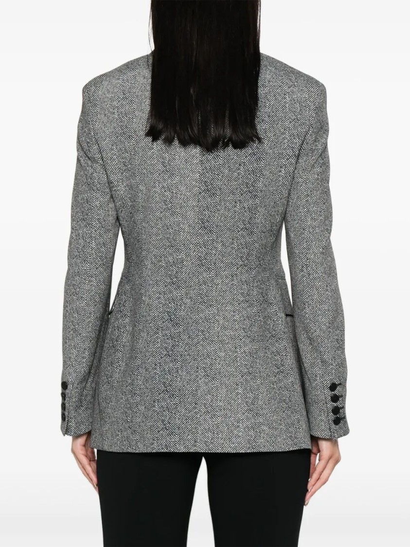 Ermanno Scervino Tailored Single-breasted Blazer With Herringbone Pattern In Gray